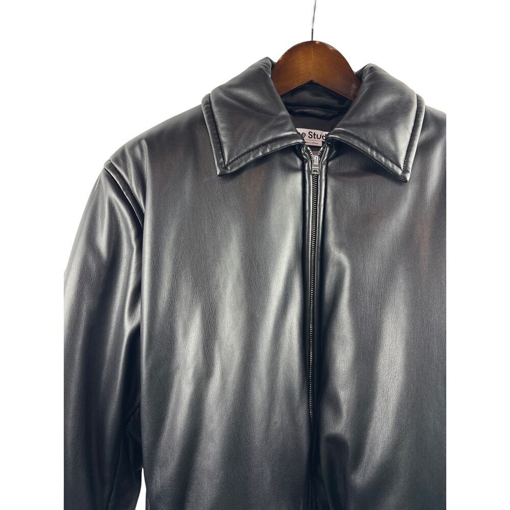 Women’s Acne Studios Medium Black Leather Bomber Jacket - Picture 2 of 5